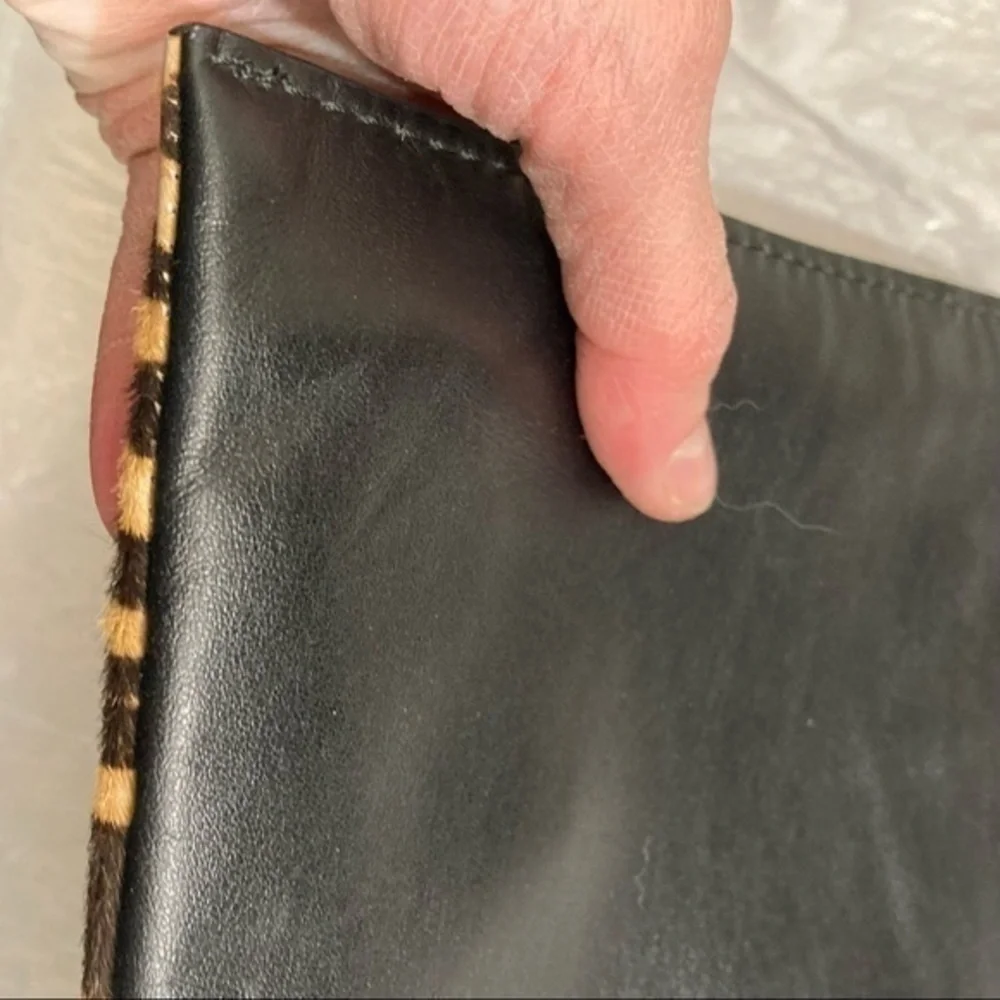 J. Crew calf hair and leather combo clutch bag leopard print